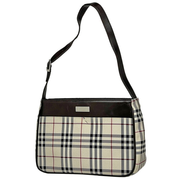 Burberry Handbags - Burberry Logo Shoulder Bag Check One Shoulder Hobo Canvas Beige